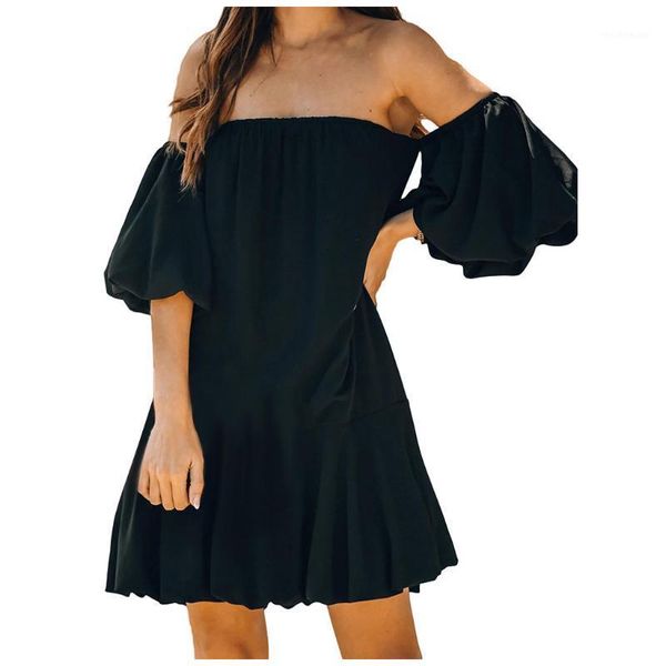 summer dress 2020 women's dress ladies loose solid off shoulder lantern half sleeve mini dresses vestidos1, White;black
summer dress 2020 women's dress ladies loose solid off shoulder lantern half sleeve mini dresses vestidos1, White;black