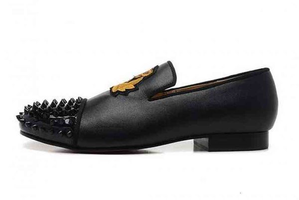 spike red bottom shoes men wedding dress flats slip on calfskin loafers spring driving boats, Black
spike red bottom shoes men wedding dress flats slip on calfskin loafers spring driving boats, Black
