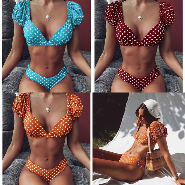 orange short sleeve bikini set polka dot bikini brazilian bathing suit 2021 new v neck swimsuit women swimwear beachwear q0105, White;black
orange short sleeve bikini set polka dot bikini brazilian bathing suit 2021 new v neck swimsuit women swimwear beachwear q0105, White;black