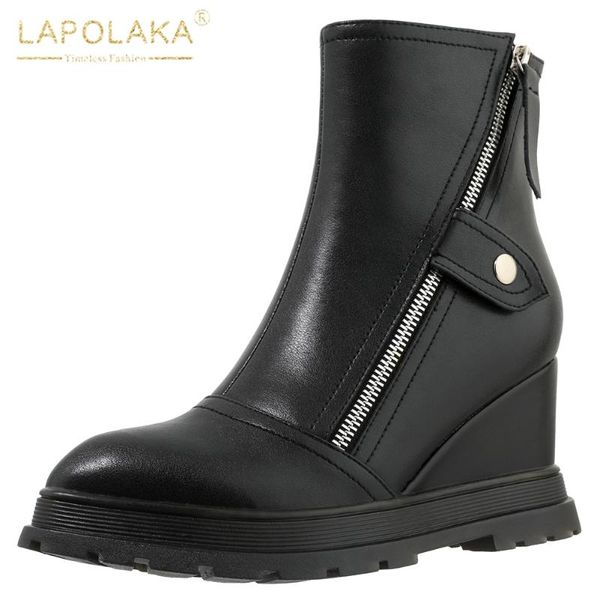 boots lapolaka wedges high heels genuine leather woman autumn winter shoes female cow skin ankle, Black
boots lapolaka wedges high heels genuine leather woman autumn winter shoes female cow skin ankle, Black