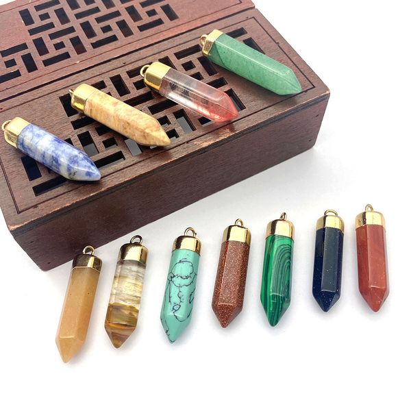 8x36mm natural crystal stone charms hexagon green rose quartz pendants gold edge trendy for necklace earrings jewelry making wholesale, Bronze;silver
8x36mm natural crystal stone charms hexagon green rose quartz pendants gold edge trendy for necklace earrings jewelry making wholesale, Bronze;silver