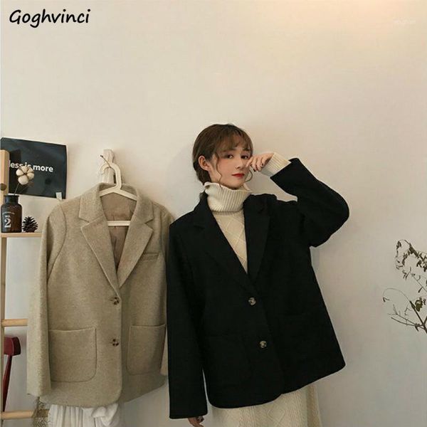 women wool blends coat solid pockets simple korean fashion loose big size 2xl casual office lady students all-match thick new1, Black
women wool blends coat solid pockets simple korean fashion loose big size 2xl casual office lady students all-match thick new1, Black