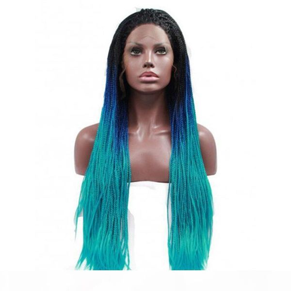 box braided wigs with baby hair ombre blue colored heat resistant fiber synthetic hair braids bue lace front wigs synthetic for black women, Black;brown
box braided wigs with baby hair ombre blue colored heat resistant fiber synthetic hair braids bue lace front wigs synthetic for black women, Black;brown