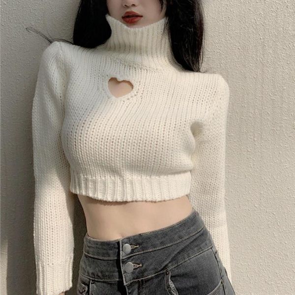 women's sweaters fashion turtleneck crop women autumn winter chic heart-shaped hollow out pullover girl long sleeve short knitwear, White;black
women's sweaters fashion turtleneck crop women autumn winter chic heart-shaped hollow out pullover girl long sleeve short knitwear, White;black