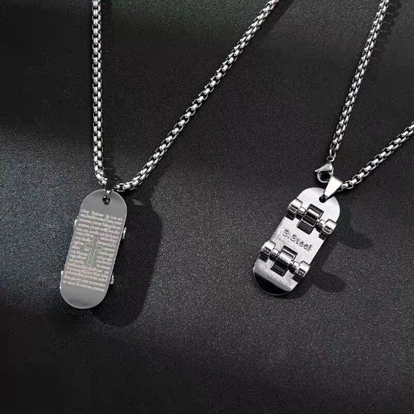 new style titanium steel fashion skateboarding necklace jewelry personality pendant love necklaces for men and women party wedding gifts who, Silver
new style titanium steel fashion skateboarding necklace jewelry personality pendant love necklaces for men and women party wedding gifts who, Silver