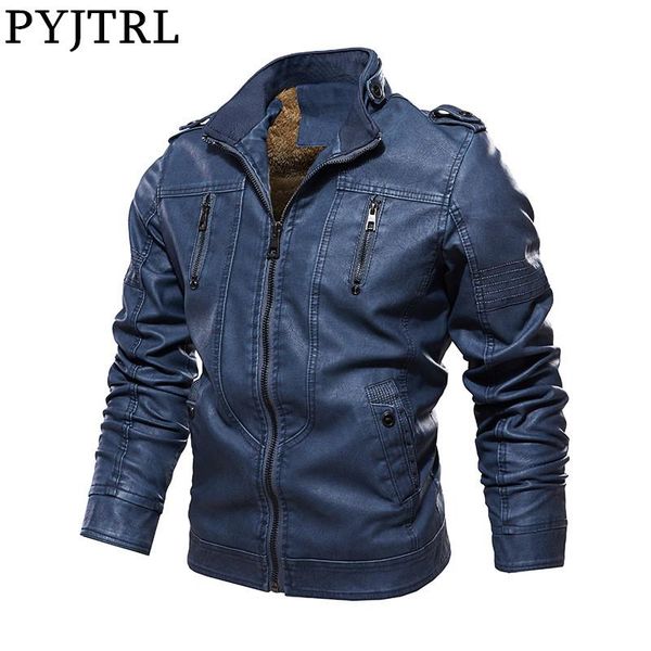 pyjtrl men fashion autumn winter washed pu leather motorcycle jacket thick fleece lining coat keep warm casual clothes, Black
pyjtrl men fashion autumn winter washed pu leather motorcycle jacket thick fleece lining coat keep warm casual clothes, Black
