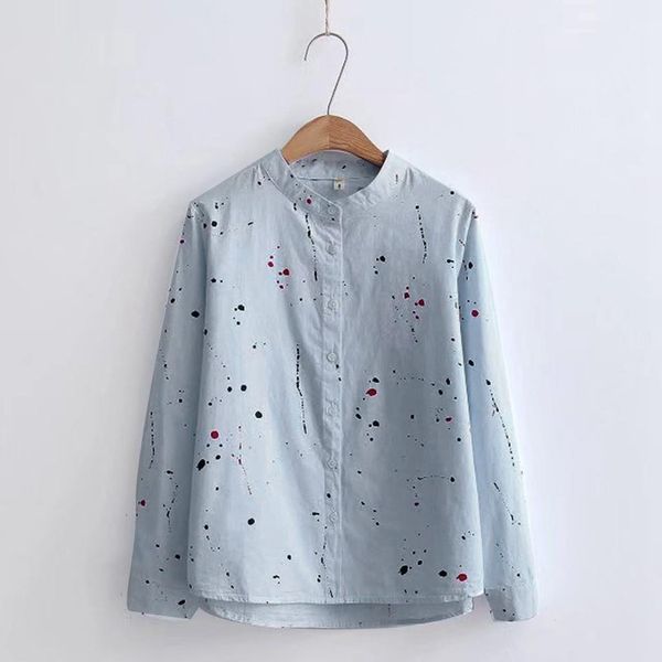 women blouses and fashion ladies long sleeve print button korean shirt casual blouse stand collar plus size women clothing, White
women blouses and fashion ladies long sleeve print button korean shirt casual blouse stand collar plus size women clothing, White