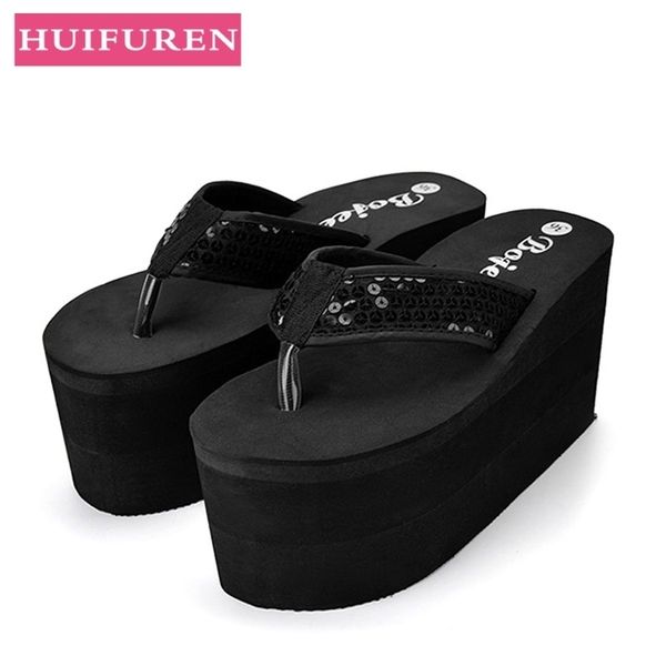 shoes woman new fashion sandals high heel slippers wedges shoes 9cm high heels platform flip flops shoes women in 2 colors y200423, Black
shoes woman new fashion sandals high heel slippers wedges shoes 9cm high heels platform flip flops shoes women in 2 colors y200423, Black