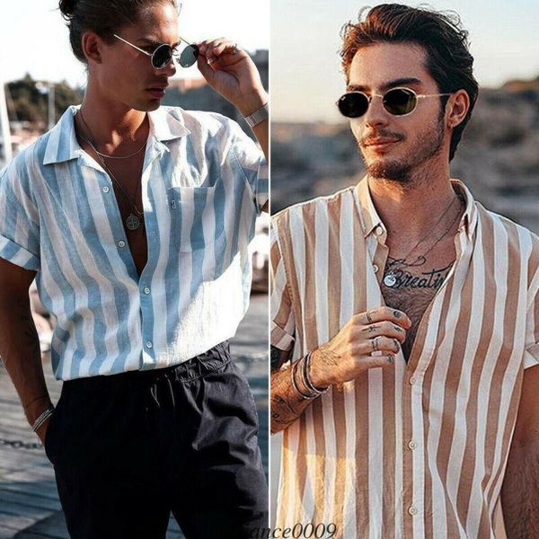 men's casual shirts summer gothic men modis short sleeve tee shirt stripe button down blusa v neck masculina striped homme ropa, White;black
men's casual shirts summer gothic men modis short sleeve tee shirt stripe button down blusa v neck masculina striped homme ropa, White;black