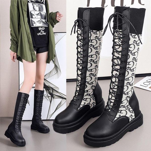 fashion woman long boots knight boots lace-up color matching handsome round toe platform thick heels ladies shoes botas de mujer, Black
fashion woman long boots knight boots lace-up color matching handsome round toe platform thick heels ladies shoes botas de mujer, Black