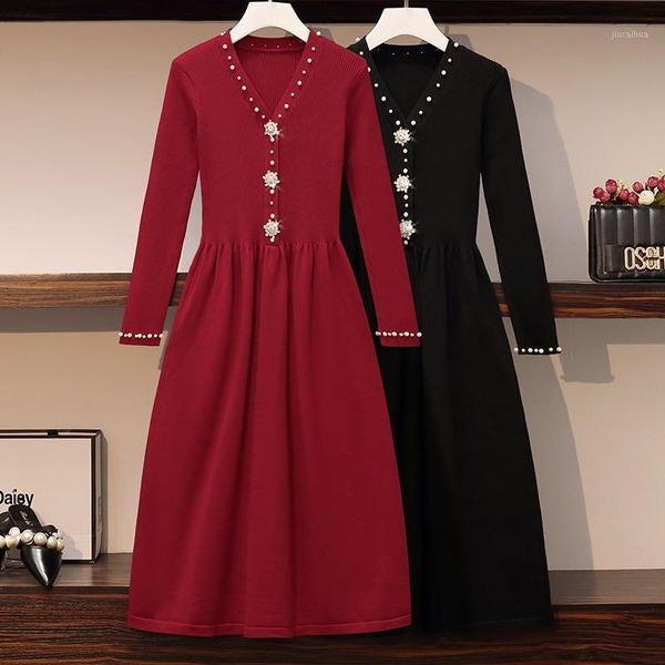 plus size women christmas red knitted party dresses autumn winter beading pearl sequined sweater dress elegant vintage vestidos1, Black;gray
plus size women christmas red knitted party dresses autumn winter beading pearl sequined sweater dress elegant vintage vestidos1, Black;gray