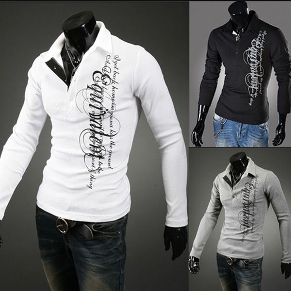 2020 fashion spring autumn letter printed long sleeve muscle man tight lapel slim fit men's clothing polo shirt, White;black
2020 fashion spring autumn letter printed long sleeve muscle man tight lapel slim fit men's clothing polo shirt, White;black