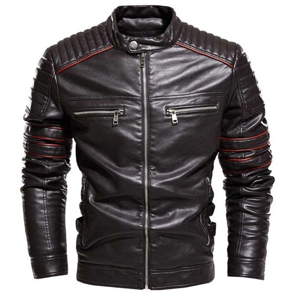 men jacket coffee leather jacket men motorcycle jacket fashion streetwear biker coat slim fit autumn winter coat men fur lined 211222, Black
men jacket coffee leather jacket men motorcycle jacket fashion streetwear biker coat slim fit autumn winter coat men fur lined 211222, Black