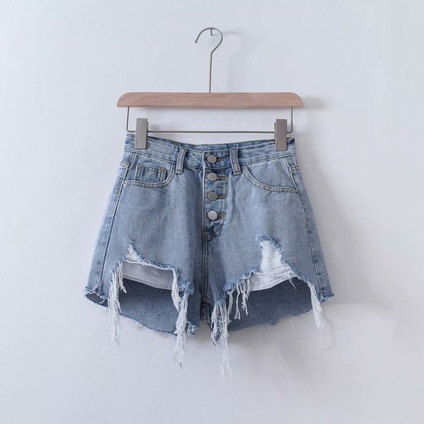 zaranse women's new high waisted four button burred denim shorts in summer of 2019, Blue
zaranse women's new high waisted four button burred denim shorts in summer of 2019, Blue