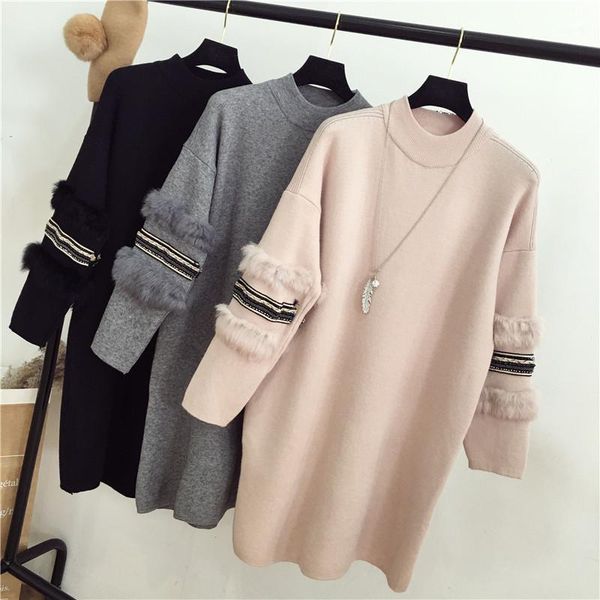 women knitted cashmere beaded sweater dress fur long sleeve turtleneck elegant woman casual dresses jumpers1, Black;gray
women knitted cashmere beaded sweater dress fur long sleeve turtleneck elegant woman casual dresses jumpers1, Black;gray