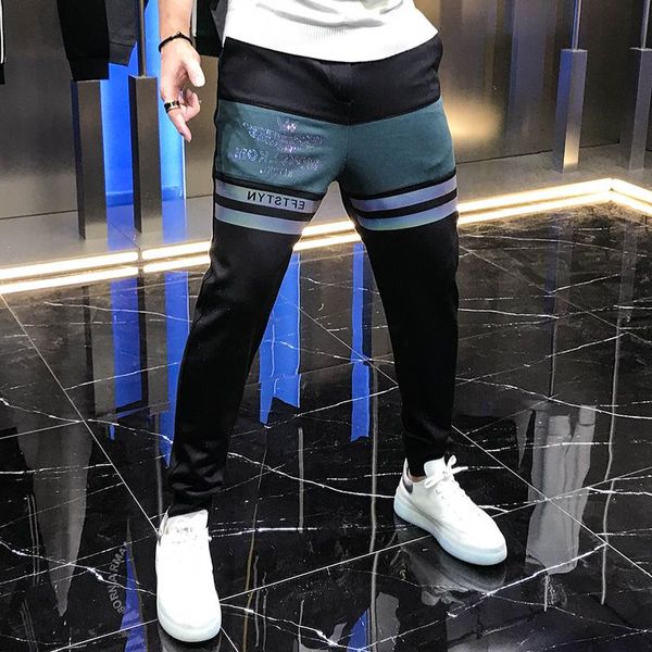 men's pants european station fried street web celebrity reflective lettering drill ankle slacks men handsome halon, Black
men's pants european station fried street web celebrity reflective lettering drill ankle slacks men handsome halon, Black