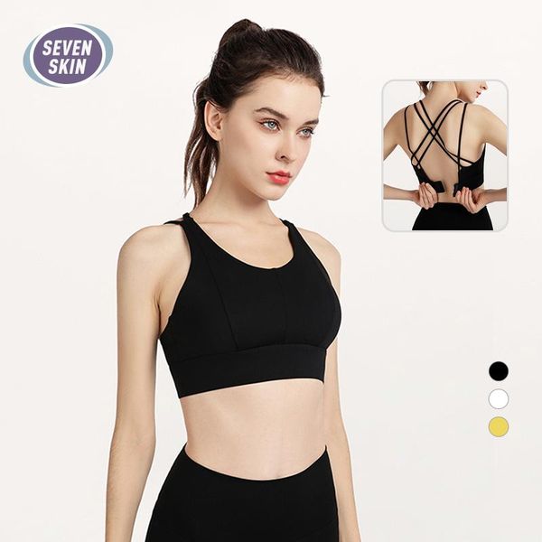 gym clothing seven skin women push up sports bra seamless workout yoga crop for running fitness underwear cross back tube, White;black 
gym clothing seven skin women push up sports bra seamless workout yoga crop for running fitness underwear cross back tube, White;black