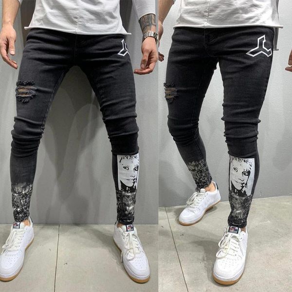 2020 slim jeans men ripped printing head stretch denim pants elastic waist big size european s-4xl hip-hop casual men jeans1, Blue 
2020 slim jeans men ripped printing head stretch denim pants elastic waist big size european s-4xl hip-hop casual men jeans1, Blue