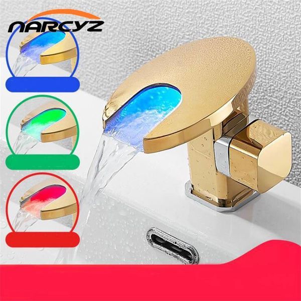 bathroom sink faucets basin led light gold/white with chrome waterfall tap torneira deck mounted and cold mixer a15411
bathroom sink faucets basin led light gold/white with chrome waterfall tap torneira deck mounted and cold mixer a15411