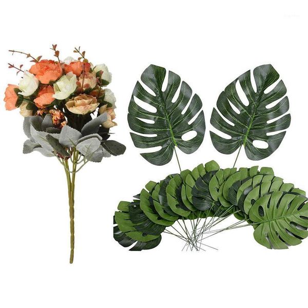 21 heads artificial silk cloth rose flowers fake leaf orange & 24 counts fake faux artificial tropical palm leaves1
21 heads artificial silk cloth rose flowers fake leaf orange & 24 counts fake faux artificial tropical palm leaves1