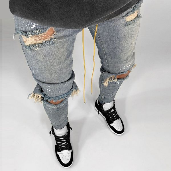 men summer destroyed ripped hip-hop high street broken hole ny biker slim jeans vintage stretchy pants homme, Blue
men summer destroyed ripped hip-hop high street broken hole ny biker slim jeans vintage stretchy pants homme, Blue