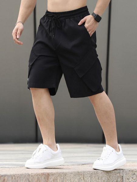 men flap pocket side drawstring waist shorts n8ol#, Black
men flap pocket side drawstring waist shorts n8ol#, Black