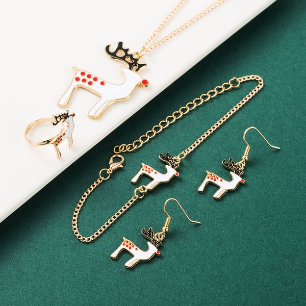 2020 christmas 4 pieces set earrings necklaces rings and bracelets alloy drops of oil elk christmas earrings designer jewelry stud, Silver
2020 christmas 4 pieces set earrings necklaces rings and bracelets alloy drops of oil elk christmas earrings designer jewelry stud, Silver
