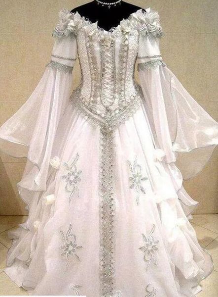 moroccan kaftan a-line wedding dresses flare long sleeve bridal gowns v-neck vintage victorian gothic holloween lace-up corset bride dress c, White
moroccan kaftan a-line wedding dresses flare long sleeve bridal gowns v-neck vintage victorian gothic holloween lace-up corset bride dress c, White