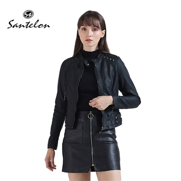 autumn faux soft pu leather jackets for women coats plus velvet fashion rivets slim design long sleeve casual outwear 220112, Black
autumn faux soft pu leather jackets for women coats plus velvet fashion rivets slim design long sleeve casual outwear 220112, Black