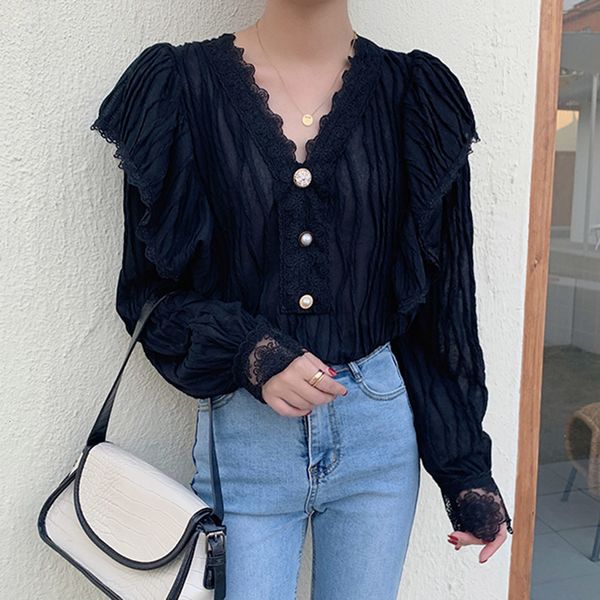 2021 japan style blouse spring autumn new korean fashion loose simple designer thin lace v-neck long sleeve jqfj, White
2021 japan style blouse spring autumn new korean fashion loose simple designer thin lace v-neck long sleeve jqfj, White