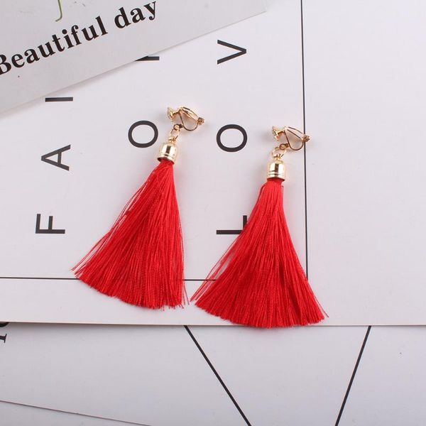 fiber tassel clip on earrings for women 17 color bridal bohemia bridal no pierced fashion wedding jewelry party ear clip, Silver
fiber tassel clip on earrings for women 17 color bridal bohemia bridal no pierced fashion wedding jewelry party ear clip, Silver