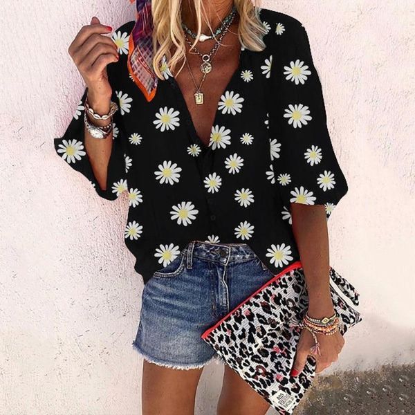 women's blouses & shirts women spring autumn small daisy print blouse casual long sleeve v neck button plus size lady blusas mujer1, White
women's blouses & shirts women spring autumn small daisy print blouse casual long sleeve v neck button plus size lady blusas mujer1, White