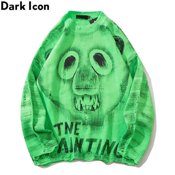 men's sweaters dark skeleton painting sweater men pullover oversized knitwear for man, White;black
men's sweaters dark skeleton painting sweater men pullover oversized knitwear for man, White;black