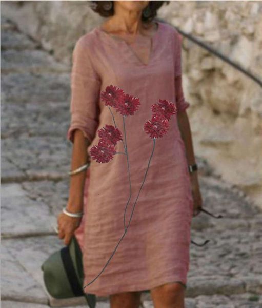 loose large v-neck autumn new women's mid length printed dress, Black;gray
loose large v-neck autumn new women's mid length printed dress, Black;gray