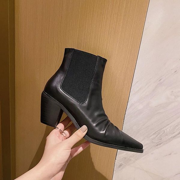 bottes femme 2020 new winter shoes women's ankle boots genuine leather european pleated classic pointed toe stretch ankle boots, Black
bottes femme 2020 new winter shoes women's ankle boots genuine leather european pleated classic pointed toe stretch ankle boots, Black