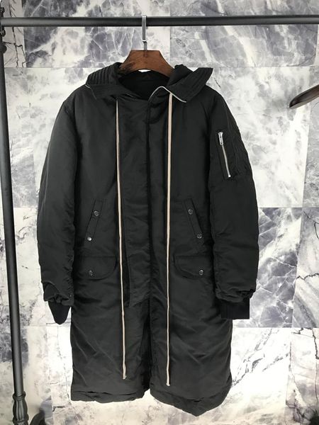 men's down & parkas d men winter hooded long coat, Black