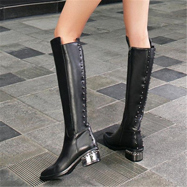 riding boots women's shoes genuine leather new winter rivet female night-club shoes women's knee-high boots mujer, Black
riding boots women's shoes genuine leather new winter rivet female night-club shoes women's knee-high boots mujer, Black