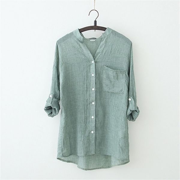 johnature summer shirt women solid color casual blouses button pockets seven sleeve stand 6 color new women and shirts lj200811, White
johnature summer shirt women solid color casual blouses button pockets seven sleeve stand 6 color new women and shirts lj200811, White
