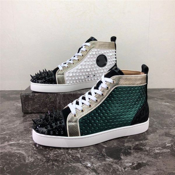 red bottom casual shoes studded spikes fashion insider sneakers black red white leather rivet shoes men women stylist high boots size 34-48
red bottom casual shoes studded spikes fashion insider sneakers black red white leather rivet shoes men women stylist high boots size 34-48