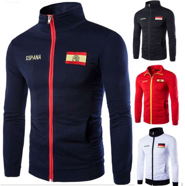 men's national spring flag sportswear embroidery design and autumn new coat, Gray