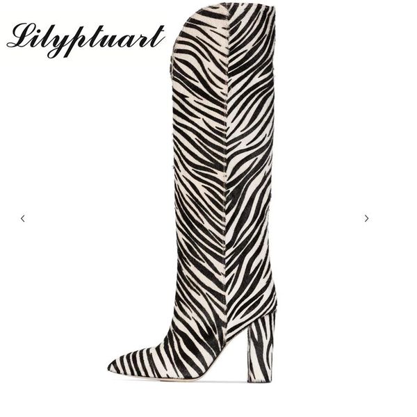 boots european and american style straight high knee-high women's with horsehair zebra pattern thick heel knee, Black
boots european and american style straight high knee-high women's with horsehair zebra pattern thick heel knee, Black