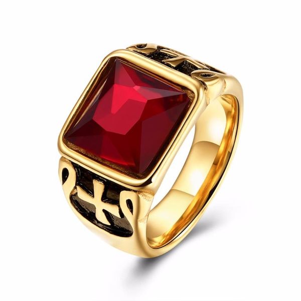 men jewelry 316l stainless steel men's red square glass rings punk vintage cross ring party jewelry dropshipping r205, Golden;silver
men jewelry 316l stainless steel men's red square glass rings punk vintage cross ring party jewelry dropshipping r205, Golden;silver