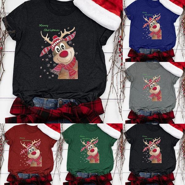 #r40 christmas elk print women t shirt fashion christmas o neck short sleeve party tshirt casual loose plus size women, White
#r40 christmas elk print women t shirt fashion christmas o neck short sleeve party tshirt casual loose plus size women, White