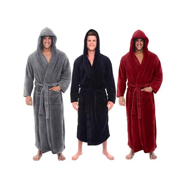 men's lengthened winter warm plush hooded thick solid color bathrobe home casual long sleeve sleepwear coat, Black;brown
men's lengthened winter warm plush hooded thick solid color bathrobe home casual long sleeve sleepwear coat, Black;brown
