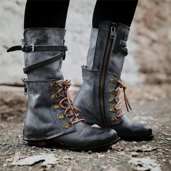 plus size women ladies booties lace up square heel footwear rivets rome middle tube zipper boots vintage leather knight shoes, Black
plus size women ladies booties lace up square heel footwear rivets rome middle tube zipper boots vintage leather knight shoes, Black