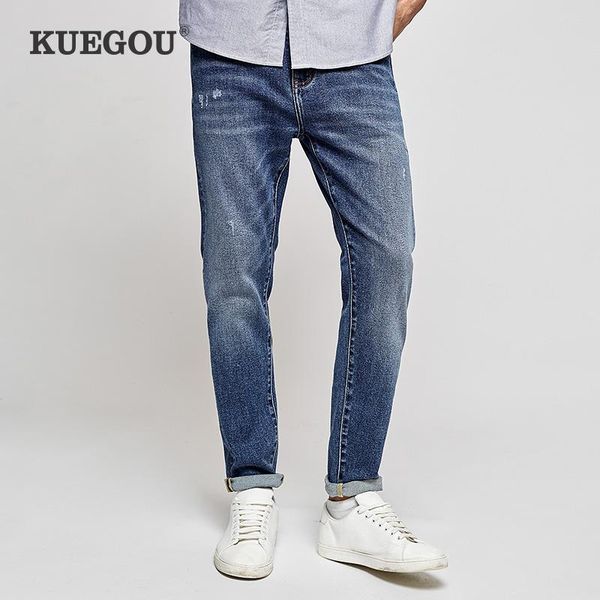 kuegou cotton autumn winter clothing trousers classic man jeans slim fit fashion stretch denim frayed men plus size blue lk-1841
kuegou cotton autumn winter clothing trousers classic man jeans slim fit fashion stretch denim frayed men plus size blue lk-1841