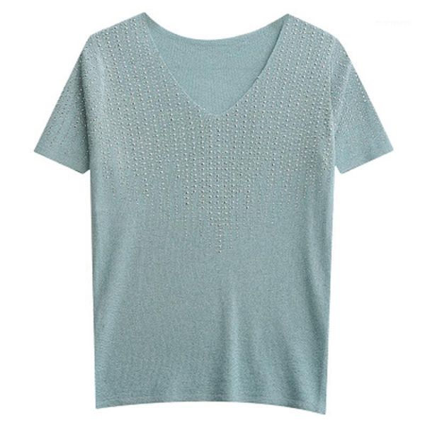 ice silk sweater thin 2020 summer new fashion rhinestone v-neck short-sleeved t-shirt female slim foreign style shirt small1, White
ice silk sweater thin 2020 summer new fashion rhinestone v-neck short-sleeved t-shirt female slim foreign style shirt small1, White