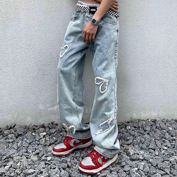 street love high embroidery jeans pants men and women straight oversize casual baggy denim trousers, Black
street love high embroidery jeans pants men and women straight oversize casual baggy denim trousers, Black
