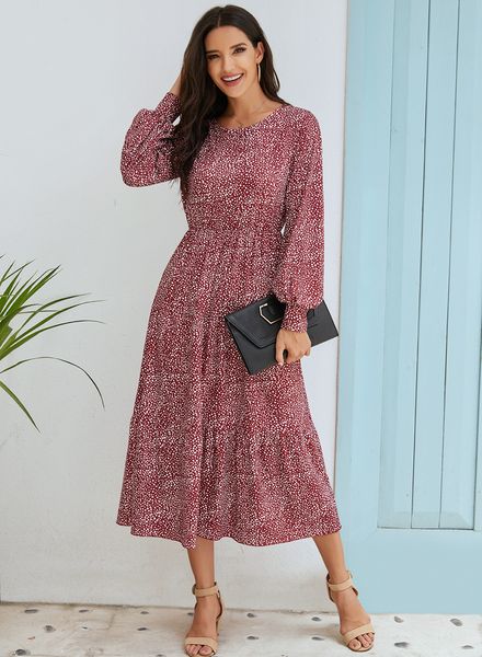 autum spring long sleeve selling dot printed dress mid-calf crew neck fashion ladies casual dress, Black;gray
autum spring long sleeve selling dot printed dress mid-calf crew neck fashion ladies casual dress, Black;gray