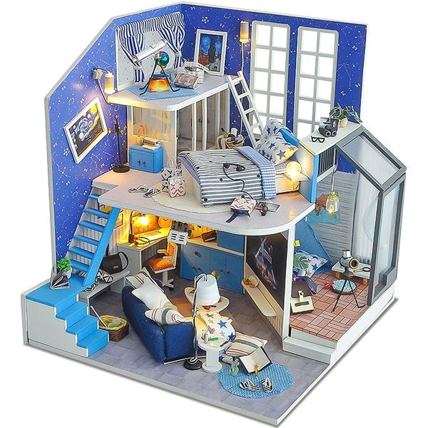 Cutebee Diy Dollhouse Wooden Doll Houses Miniature Dollhouse Furniture Kit Toys For Children New Year Christmas Gift Casa Td13 Y200413